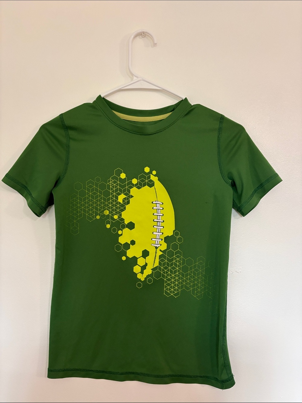 all in motion Green Short Sleeve Tee with Yellow Football Graphic
